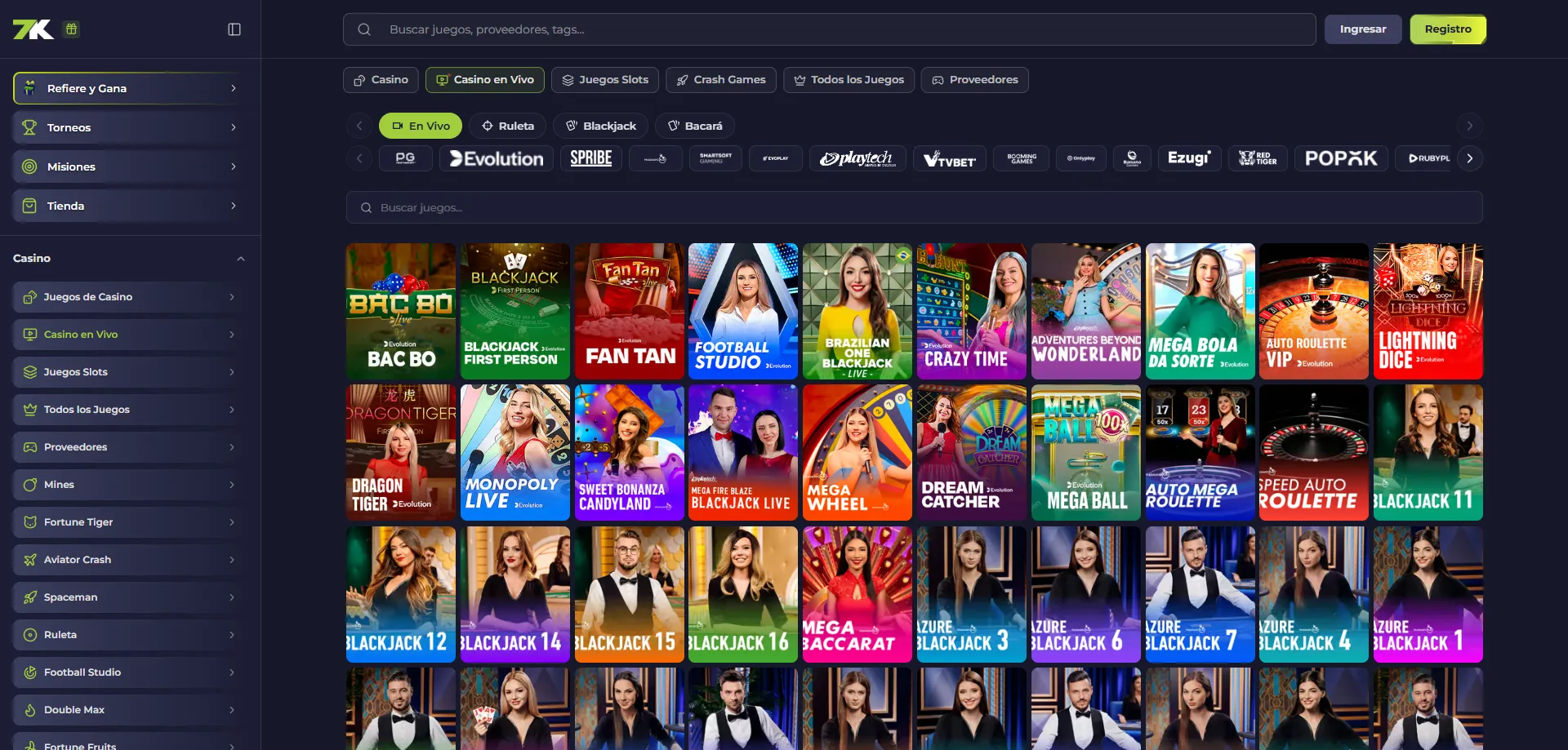 Tragamonedas disponibles en Bet7k Casino con jackpots y giros gratis
